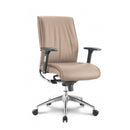ALTO Mid-Back Executive Leather Chair with Adjustable Arms, Sand