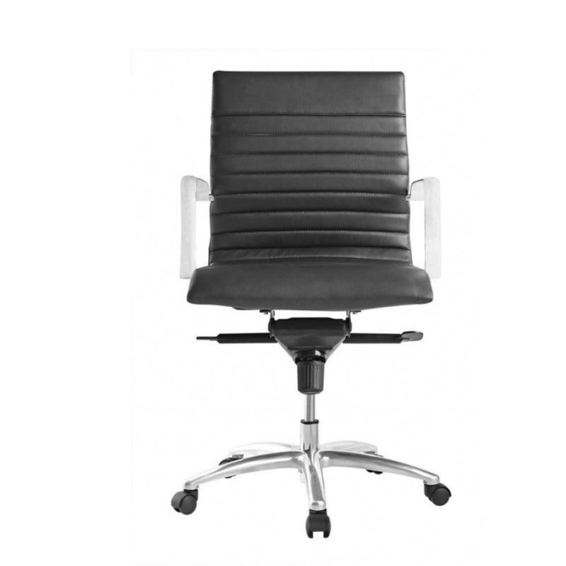 ZETTI Mid Back Executive Leather Chair,  Black