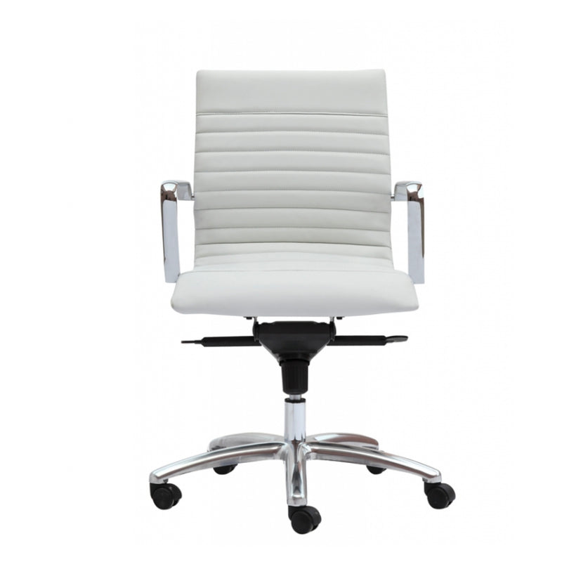 ZETTI Mid Back Executive Leather Chair, White