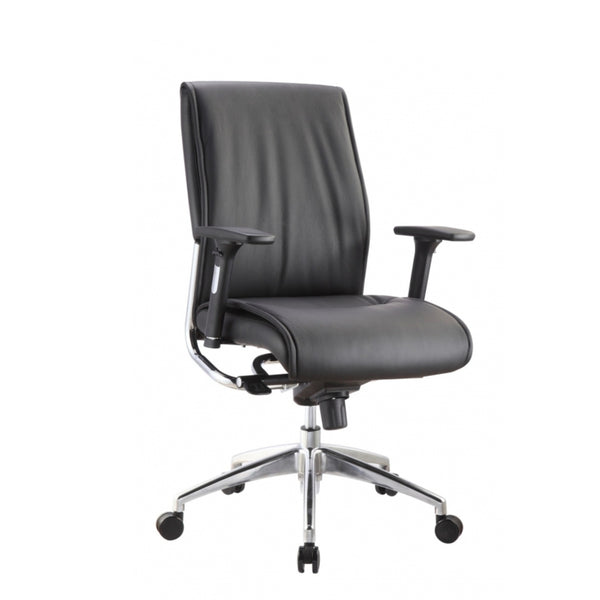 ALTO Mid Back Executive Leather Chair with Adjustable Arms, Black