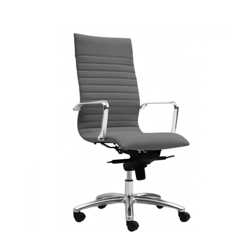ZETTI High Back Executive Leather Chair, Grey