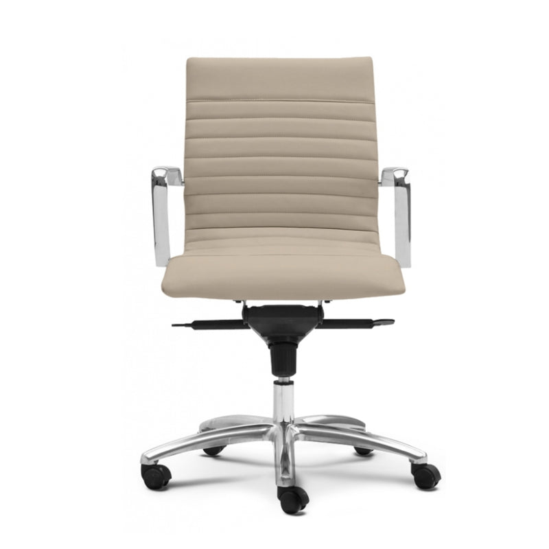 ZETTI Mid Back Executive Leather Chair, Sand