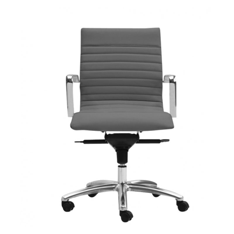 ZETTI Mid Back Executive Leather Chair, Grey