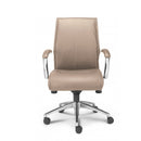 ALTO Mid Back Executive Leather Chair with Fixed Padded Arms, Sand