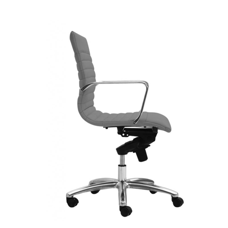 ZETTI Mid Back Executive Leather Chair, Grey