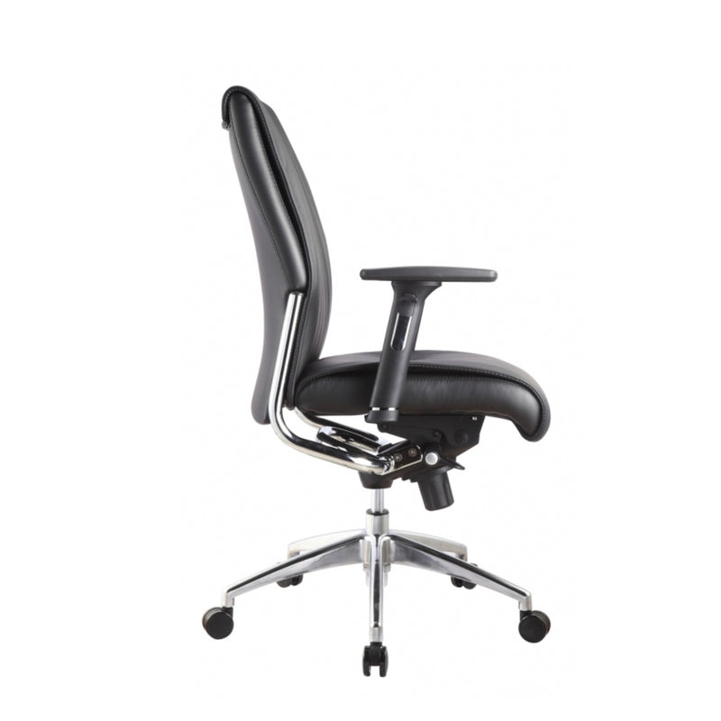 ALTO Mid Back Executive Leather Chair with Adjustable Arms, Black