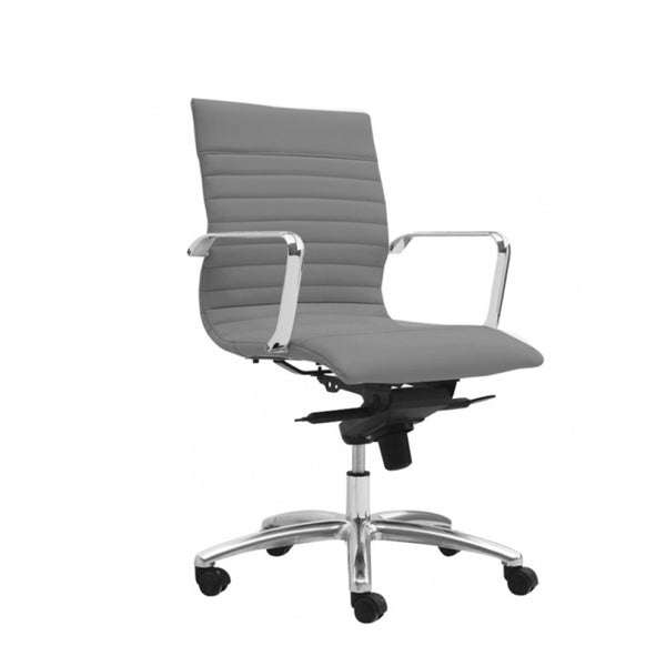 ZETTI Mid Back Executive Leather Chair, Grey