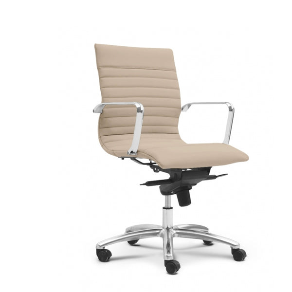 ZETTI Mid Back Executive Leather Chair, Sand