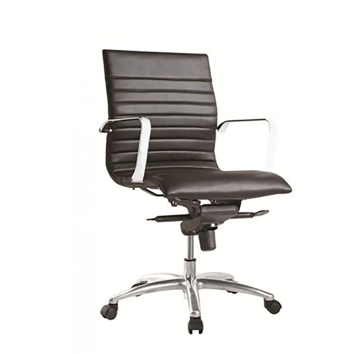 ZETTI Mid Back Executive Leather Chair, Black