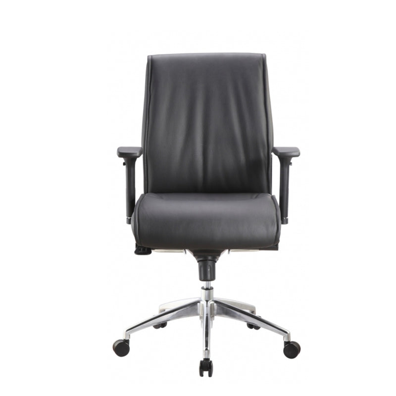 ALTO Mid Back Executive Leather Chair with Adjustable Arms, Black