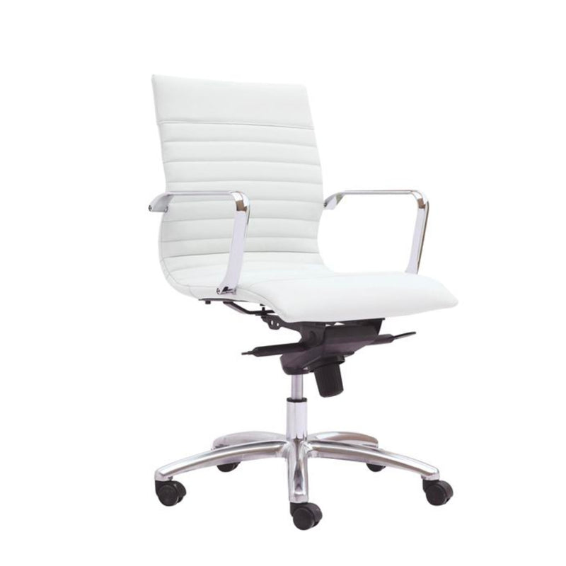 ZETTI Mid Back Executive Leather Chair, White