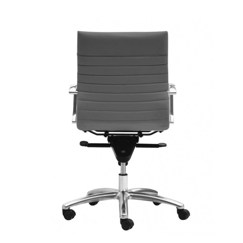 ZETTI Mid Back Executive Leather Chair, Grey