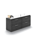 Potenza Filing Credenza 68"W x 22"D with 4 Drawer Filing Cabinets and Glass Tops
