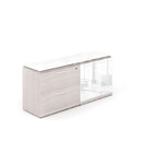 Potenza Storage/Filing Credenza 68"W x 22"D with 2 White Glass Doors/2 Drawer and Glass Tops