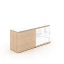 Potenza Storage/Filing Credenza 68"W x 22"D with 2 White Glass Doors/2 Drawer and Glass Tops