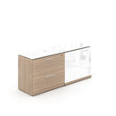 Potenza Storage/Filing Credenza 68"W x 22"D with 2 White Glass Doors/2 Drawer and Glass Tops