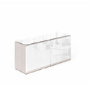 Potenza Storage Credenza 72"W x 24"D with 4 White Glass Doors and Laminate Top