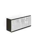 Potenza Storage Credenza 72"W x 24"D with 4 White Glass Doors and Laminate Top