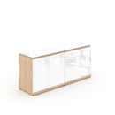 Potenza Storage Credenza 72"W x 24"D with 4 White Glass Doors and Laminate Top