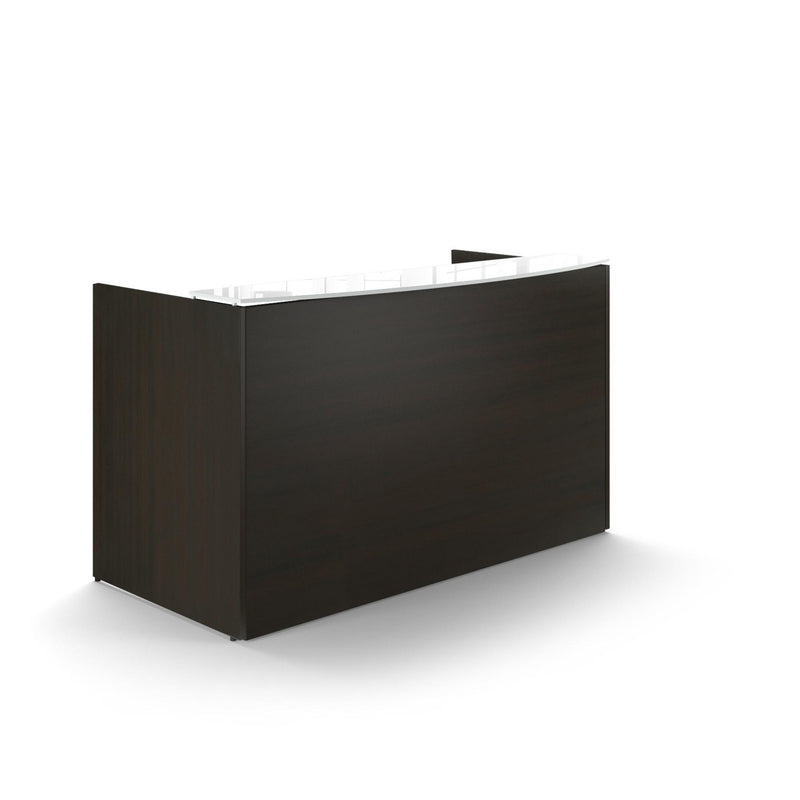 Potenza 72"W x 36"D Reception Desk with White Glass Transactional Top