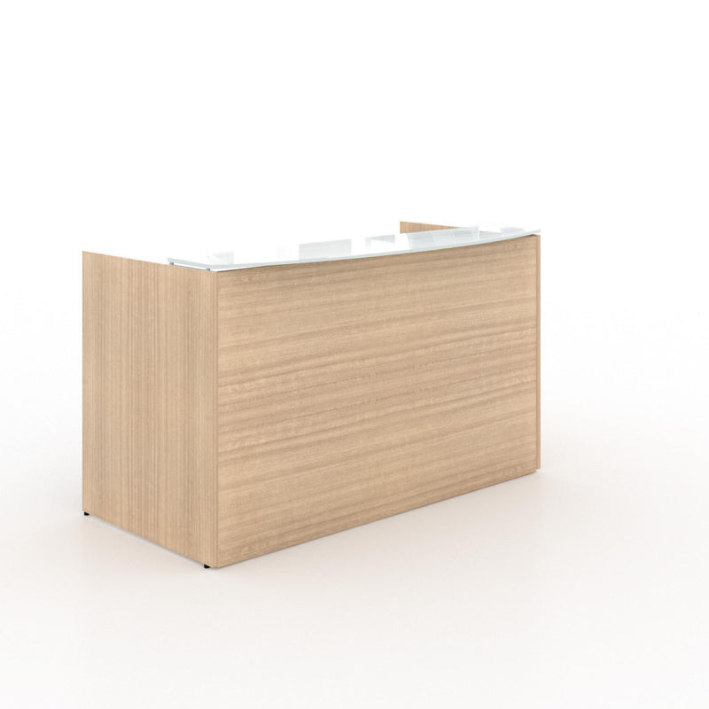 Potenza 72"W x 36"D Reception Desk with White Glass Transactional Top