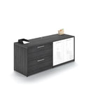 Potenza Storage/Filing Credenza 72"W x 24"D with 2 White Glass Doors/2 Drawer and Laminate Top