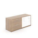 Potenza Storage/Filing Credenza 72"W x 24"D with 2 White Glass Doors/2 Drawer and Laminate Top