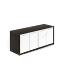Potenza Storage Credenza 72"W x 24"D with 4 White Glass Doors and Laminate Top