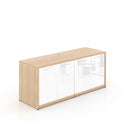 Potenza Storage Credenza 72"W x 24"D with 4 White Glass Doors and Laminate Top