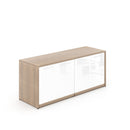 Potenza Storage Credenza 72"W x 24"D with 4 White Glass Doors and Laminate Top