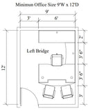 Potenza Bow Front U-Shaped Desk 72"W x 108"D with File/File Cabinet, Glass Hutch and Modesty Panel