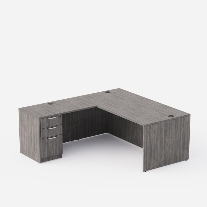 Sheridan Executive L-Desk 72"W x 78"D with Locking Box/Box/File Pedestal - Stone Gray