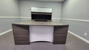 Potenza Bow Front U-Shaped Desk 72"W x 108"D with File/File Cabinet, Glass Hutch and Modesty Panel