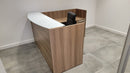 Potenza 72"W x 78"D L-Shaped Reception Desk with White Glass Transactional Top