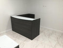 Potenza 72"W x 78"D L-Shaped Reception Desk with White Glass Transactional Top