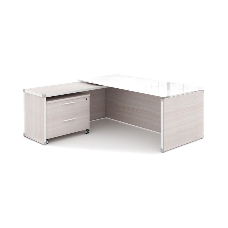 Potenza Executive L-Shaped Desk 72"W x 75"D with Glass Top