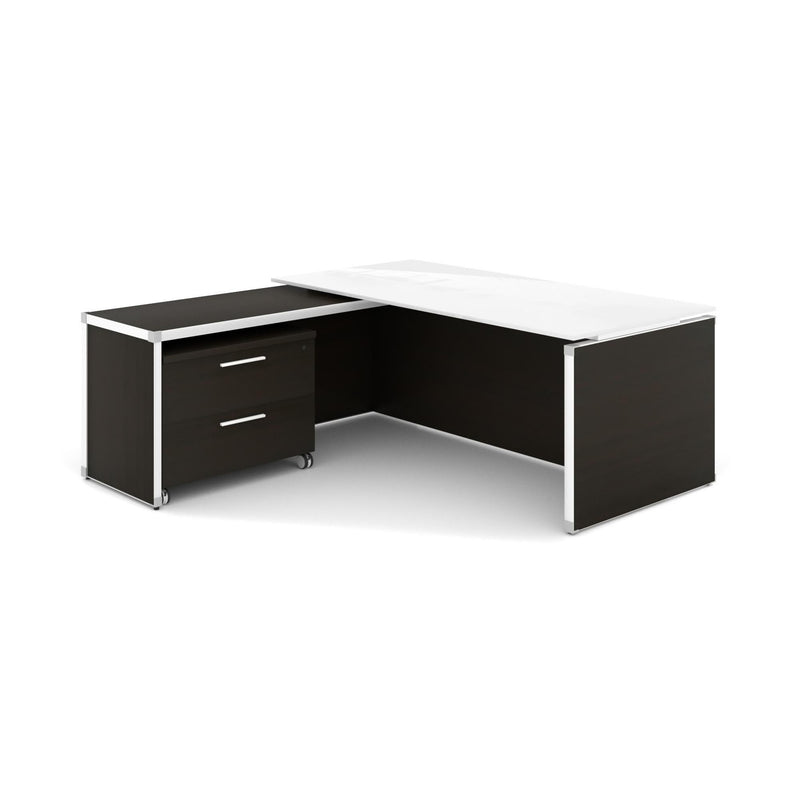 Potenza Executive L-Shaped Desk 72"W x 75"D with Glass Top