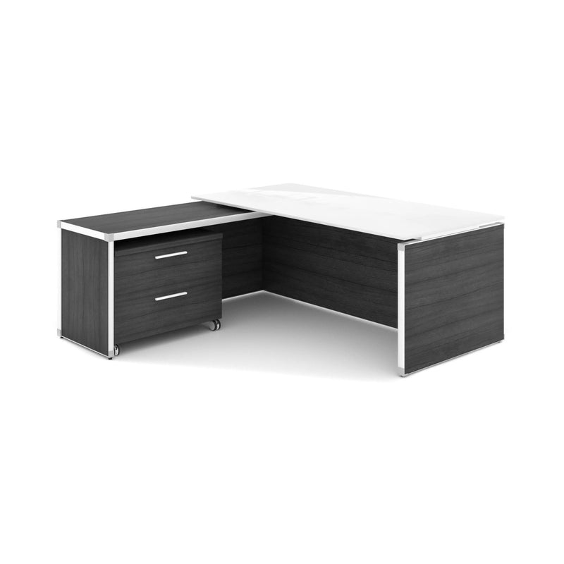 Potenza Executive L-Shaped Desk 72"W x 75"D with Glass Top