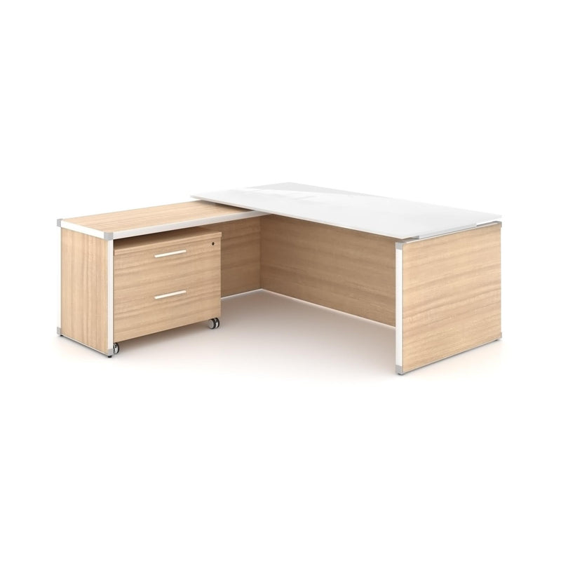 Potenza Executive L-Shaped Desk 72"W x 75"D with Glass Top