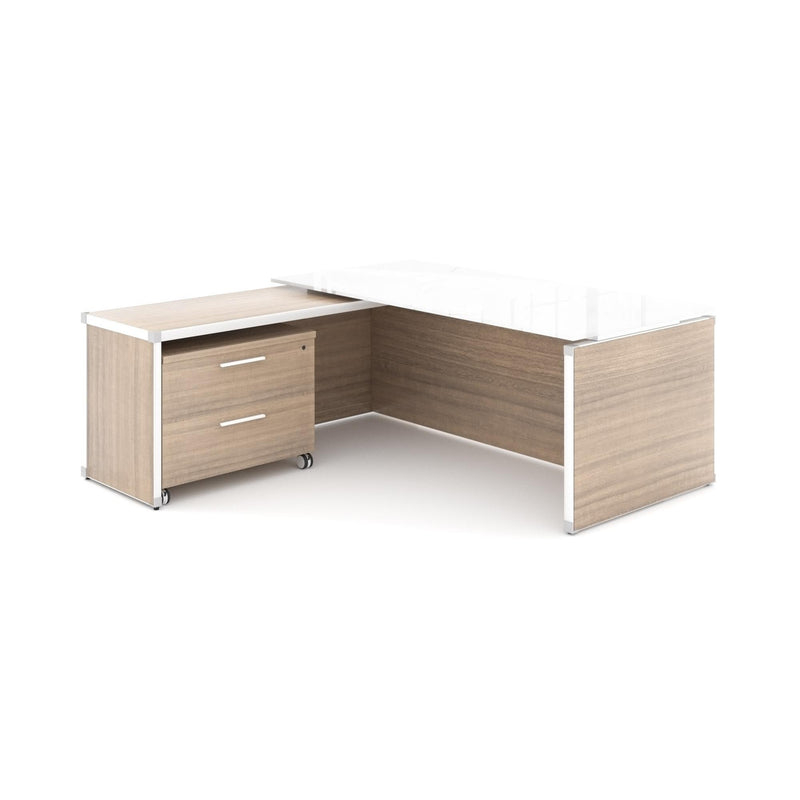 Potenza Executive L-Shaped Desk 72"W x 75"D with Glass Top