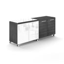 Potenza Mobile Storage Credenza 72"W x 20"D with 2 White Glass Doors, 2 Laminate Doors