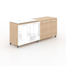 Potenza Mobile Storage Credenza 72"W x 20"D with 2 White Glass Doors, 2 Laminate Doors