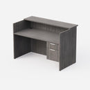 Sheridan Mid-Size Reception Desk 60"W x 30"D with Laminate Transactional Top & Locking Hanging Box/File Pedestal - Stone Gray