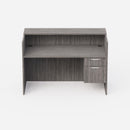 Sheridan Mid-Size Reception Desk 60"W x 30"D with Laminate Transactional Top & Locking Hanging Box/File Pedestal - Stone Gray