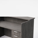 Sheridan Mid-Size Reception Desk 60"W x 30"D with Laminate Transactional Top & Locking Hanging Box/File Pedestal - Stone Gray