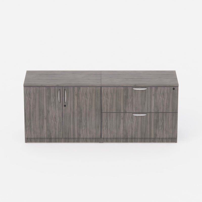 Sheridan Credenza 72"W x 22"D Combo 2-Drawer Lateral File & 2-Doors Storage Cabinet - Stone Gray