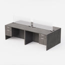 Sheridan Collaborative Benching 96"W x 48"D with Locking Hanging Box/File Pedestals & Dividers - Stone Gray