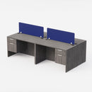 Sheridan Collaborative Benching 96"W x 48"D with Locking Hanging Box/File Pedestals & Dividers - Stone Gray