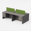 Sheridan Collaborative Benching 96"W x 48"D with Locking Hanging Box/File Pedestals & Dividers - Stone Gray