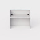 Sheridan Small Reception Desk 48"W x 24"D with Ultra White Glass Transactional Top - White